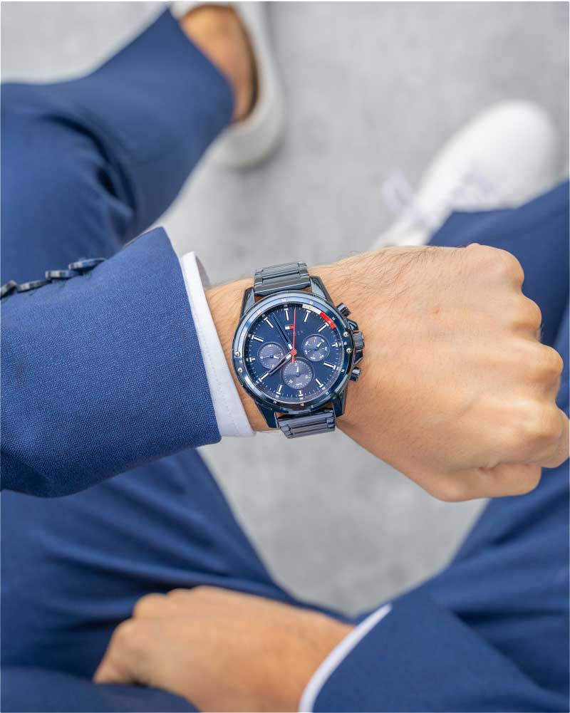  Shop Authentic Tommy Hilfiger Mason Blue Dial Blue Steel Strap Watch for Men - 1791789 - Luxxuri