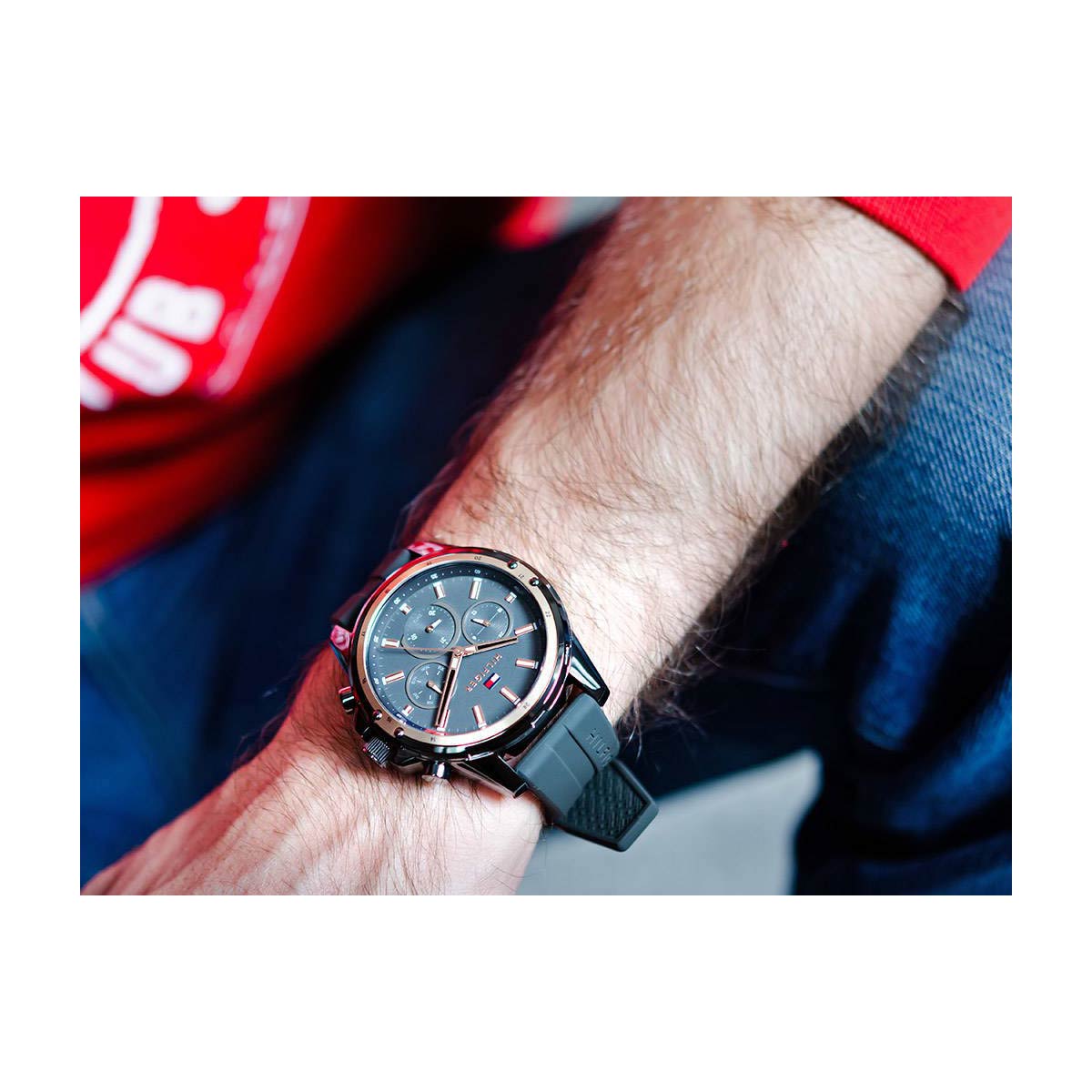  Shop Authentic Tommy Hilfiger Mason Black Dial Black Rubber Strap Watch for Men - 1791792 - Luxxuri