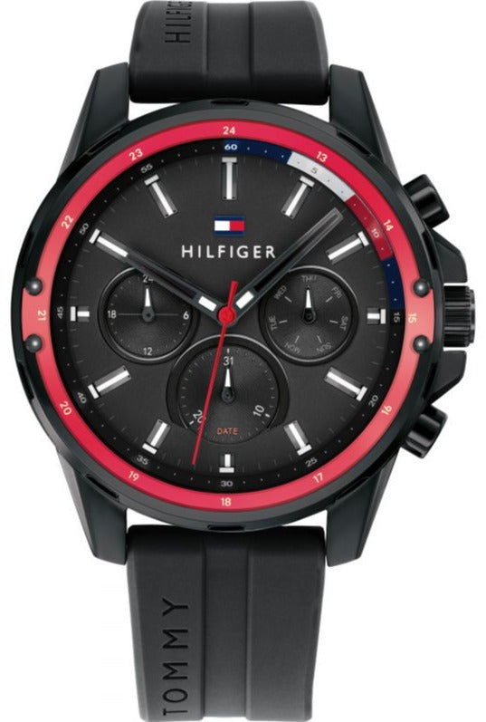  Shop Authentic Tommy Hilfiger Mason Black Dial Black Rubber Strap Watch for Men - 1791793 - Luxxuri