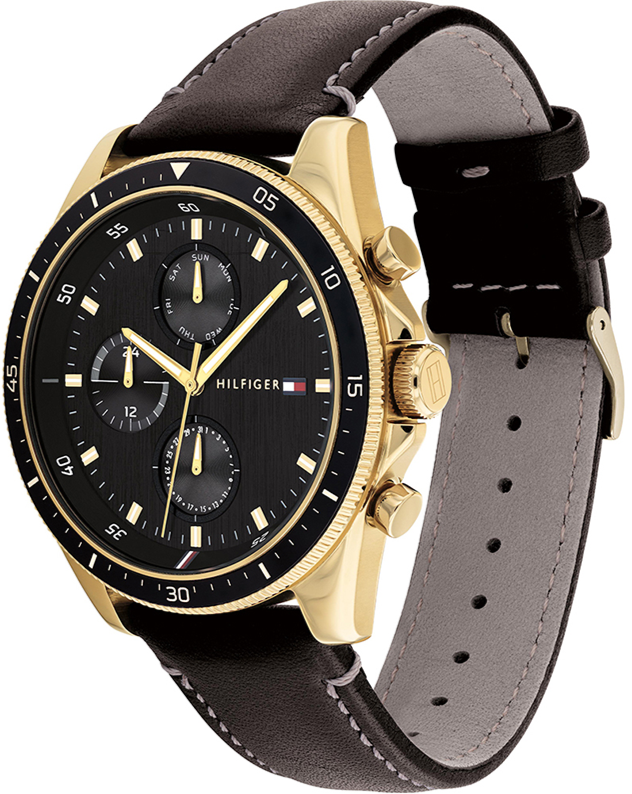  Shop Authentic Tommy Hilfiger Parker Chronograph Black Dial Brown Leather Strap Watch For Men  - 1791836 - Luxxuri