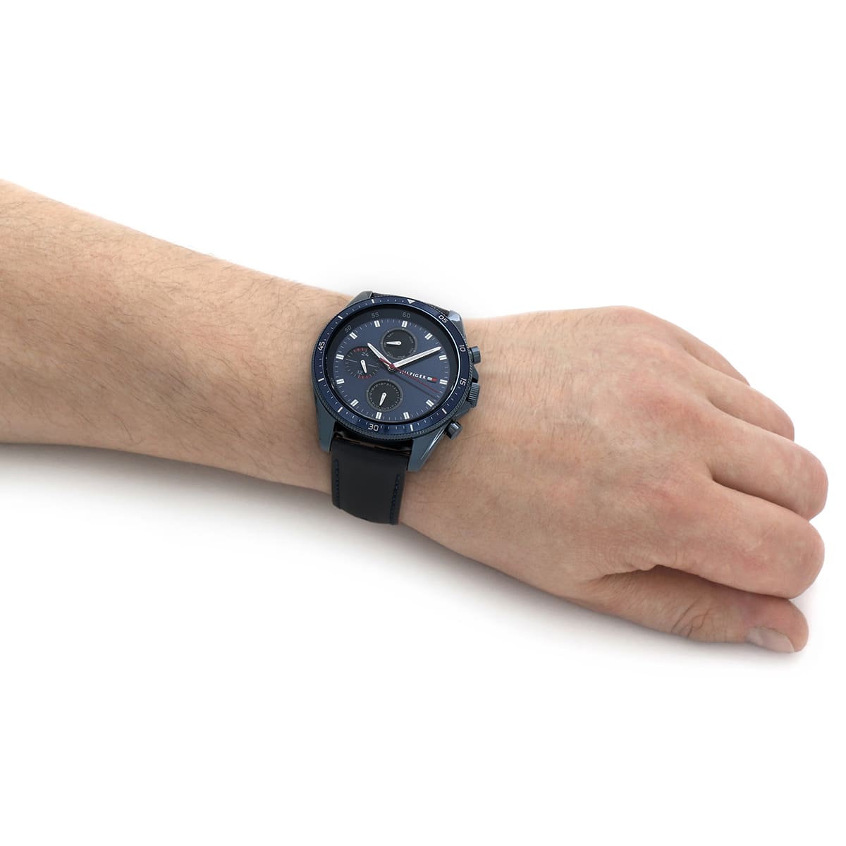  Shop Authentic Tommy Hilfiger Parker Chronograph Quartz Blue Dial Blue Leather Strap Watch For Men - 1791839 - Luxxuri