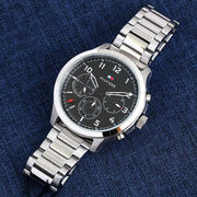  Shop Authentic Tommy Hilfiger Asher Chronograph Black Dial Silver Steel Strap Watch For Men - 1791852 - Luxxuri
