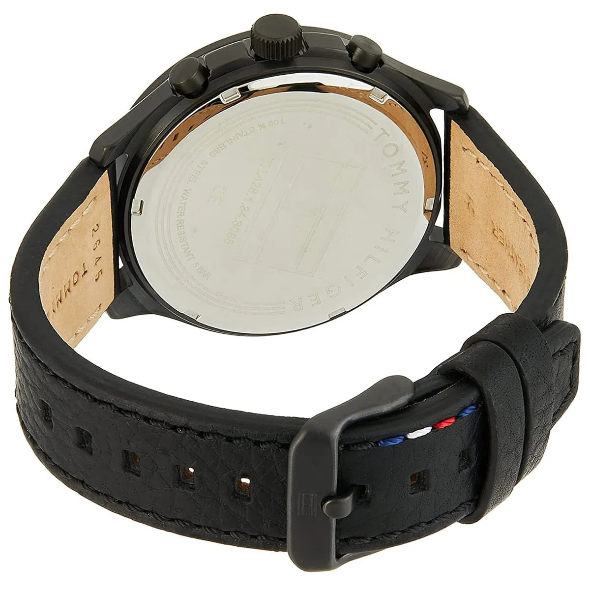  Shop Authentic Tommy Hilfiger Asher Chronograph Black Dial Black Leather Strap Watch For Men - 1791854 - Luxxuri