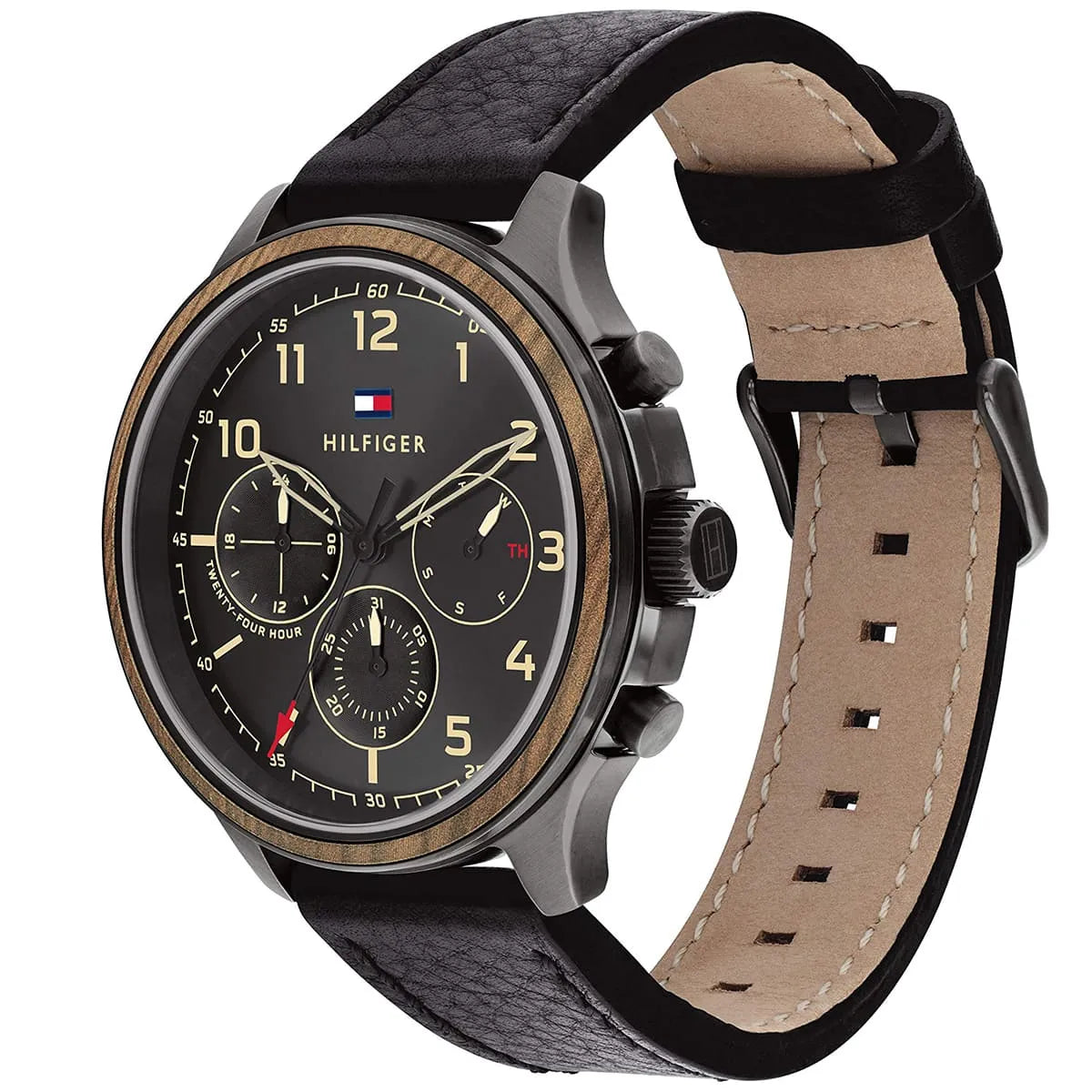  Shop Authentic Tommy Hilfiger Asher Chronograph Black Dial Black Leather Strap Watch For Men - 1791854 - Luxxuri