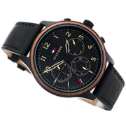  Shop Authentic Tommy Hilfiger Asher Chronograph Black Dial Black Leather Strap Watch For Men - 1791854 - Luxxuri