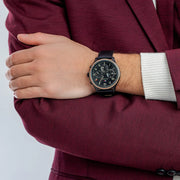  Shop Authentic Tommy Hilfiger Asher Chronograph Black Dial Black Leather Strap Watch For Men - 1791854 - Luxxuri