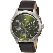  Shop Authentic Tommy Hilfiger Asher Chronograph Green Dial Black Leather Strap Watch For Men - 1791856 - Luxxuri
