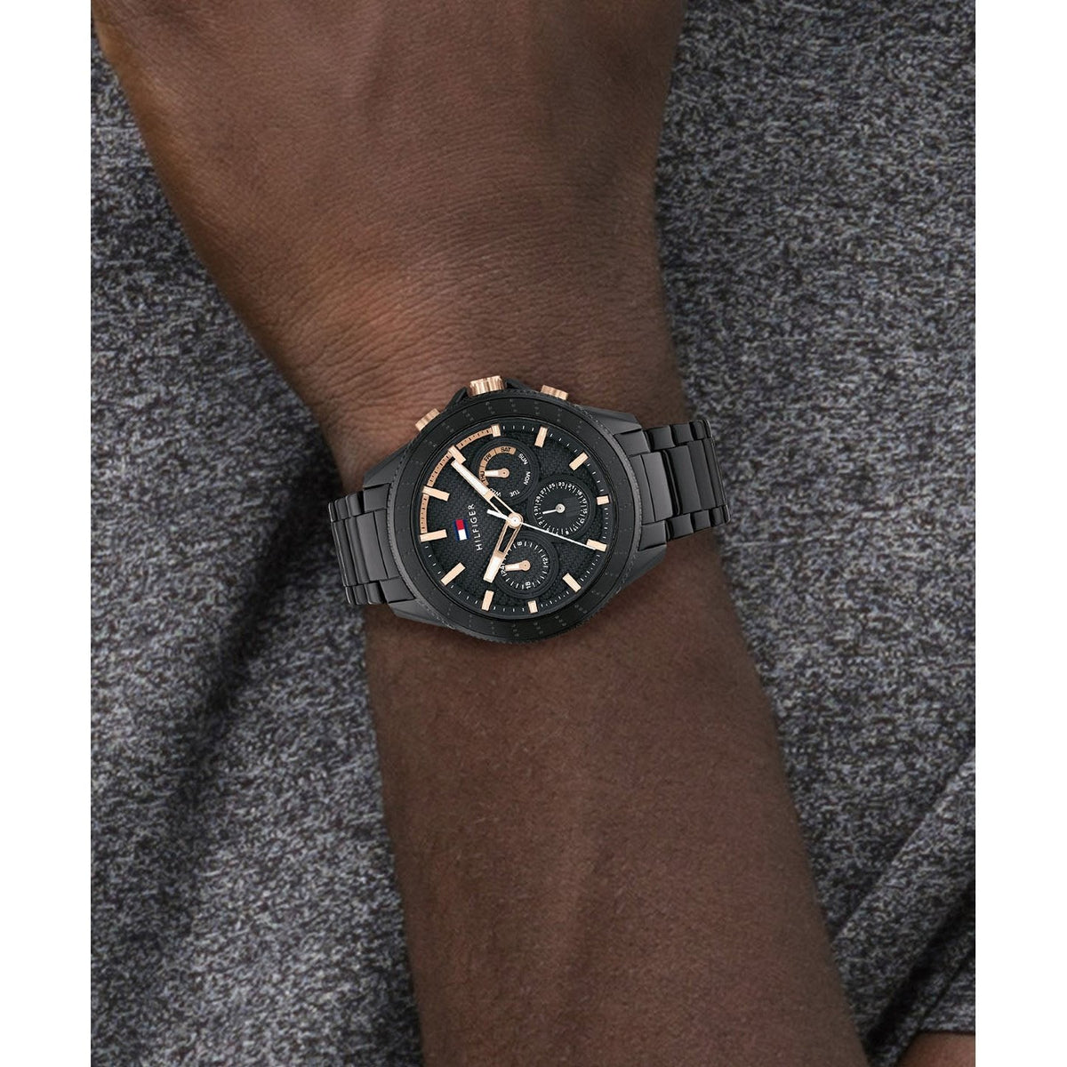  Shop Authentic Tommy Hilfiger Aiden Chronograph Black Dial Black Steel Strap Watch For Men - 1791858 - Luxxuri