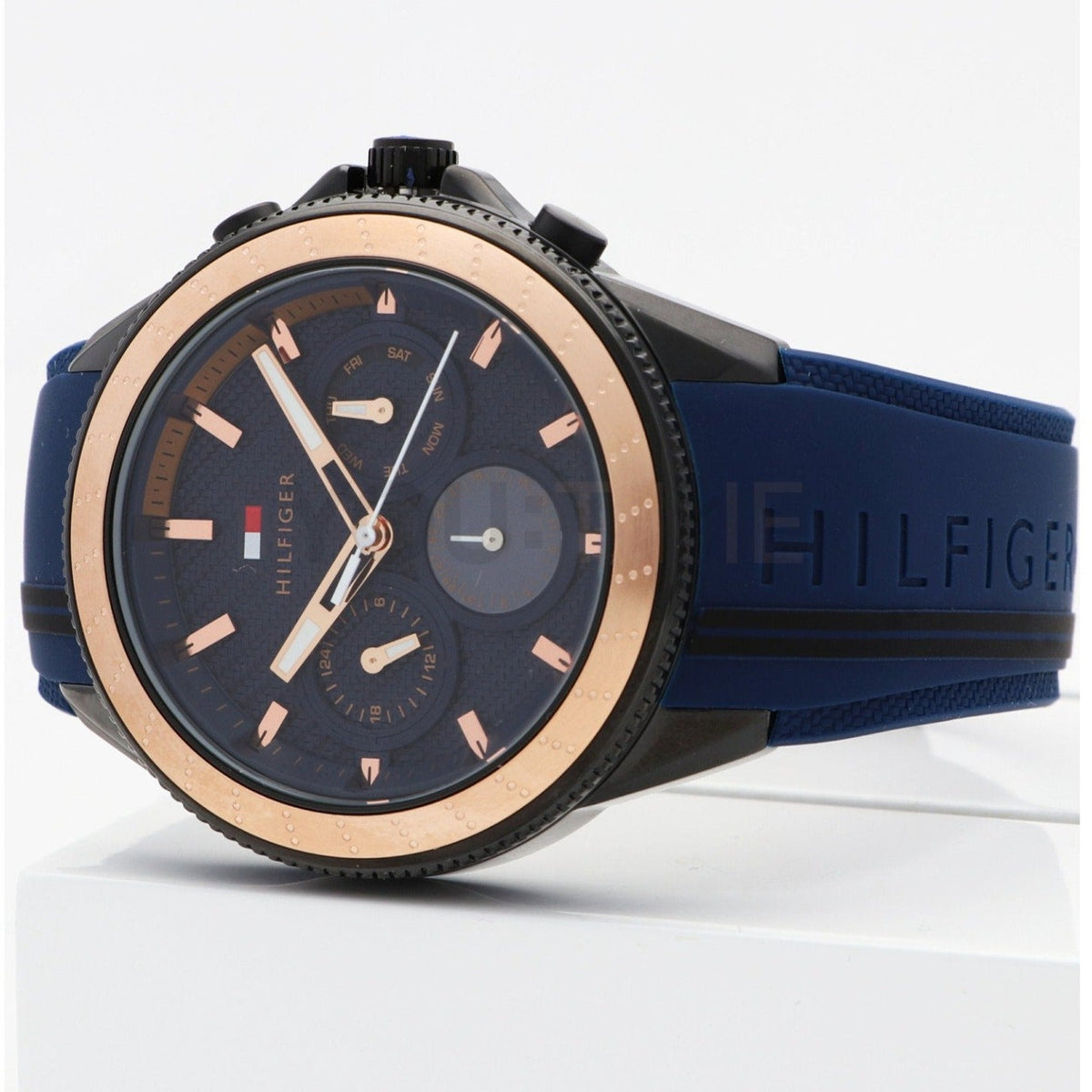  Shop Authentic Tommy Hilfiger Aiden Chronograph Blue Dial Blue Silicone Strap Watch For Men - 1791860 - Luxxuri