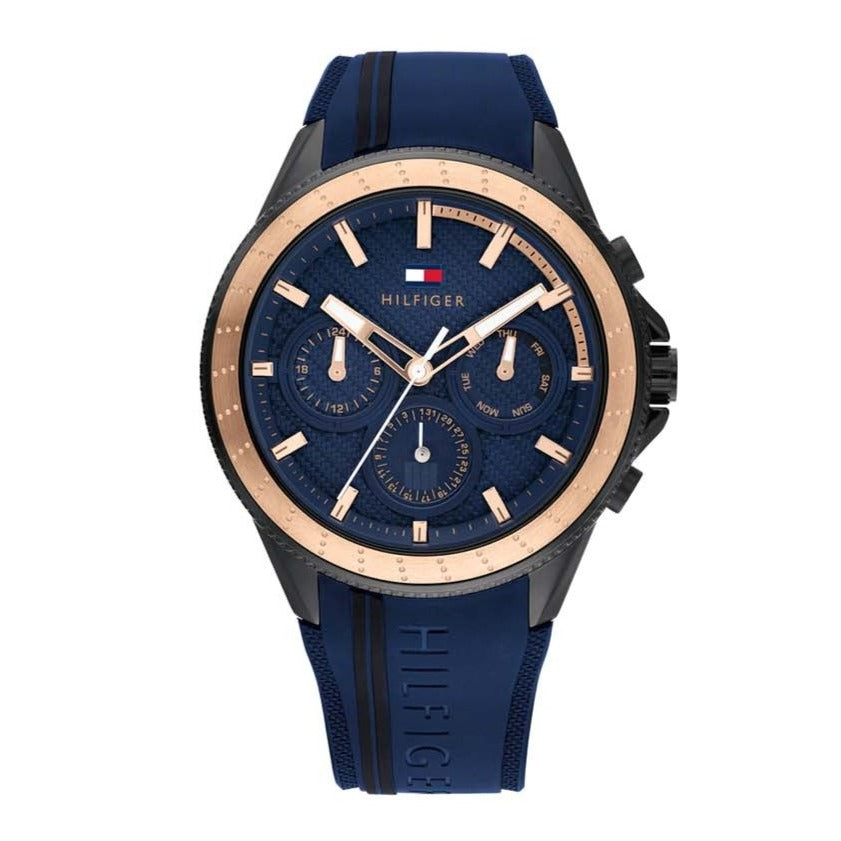  Shop Authentic Tommy Hilfiger Aiden Chronograph Blue Dial Blue Silicone Strap Watch For Men - 1791860 - Luxxuri