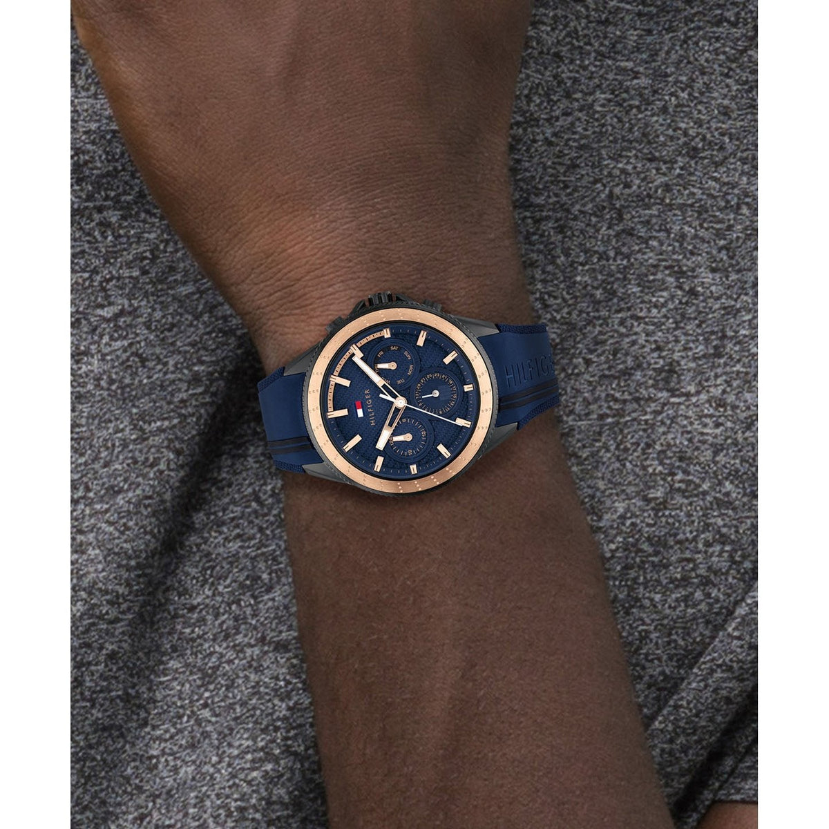  Shop Authentic Tommy Hilfiger Aiden Chronograph Blue Dial Blue Silicone Strap Watch For Men - 1791860 - Luxxuri