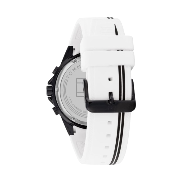  Shop Authentic Tommy Hilfiger Aiden Chronograph White Dial White Rubber Strap Watch For Men - 1791862 - Luxxuri