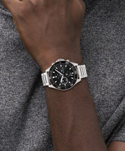  Shop Authentic Tommy Hilfiger Larson Multifunction Black Dial Silver Steel Strap Watch For Men - 1791916 - Luxxuri
