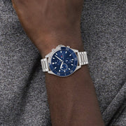  Shop Authentic Tommy Hilfiger Larson Chronograph Blue Dial Silver Steel Strap Watch For Men - 1791917 - Luxxuri