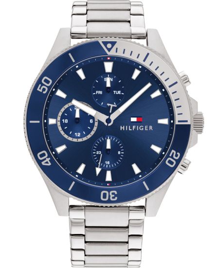  Shop Authentic Tommy Hilfiger Larson Chronograph Blue Dial Silver Steel Strap Watch For Men - 1791917 - Luxxuri