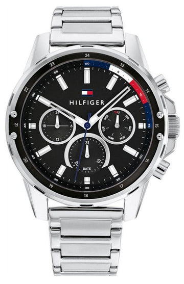  Shop Authentic Tommy Hilfiger Mason Multifunction Black Dial Silver Steel Strap Watch For Men - 1791936 - Luxxuri