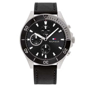  Shop Authentic Tommy Hilfiger Larson Chronograph Black Dial Black Leather Strap Watch For Men - 1791984 - Luxxuri
