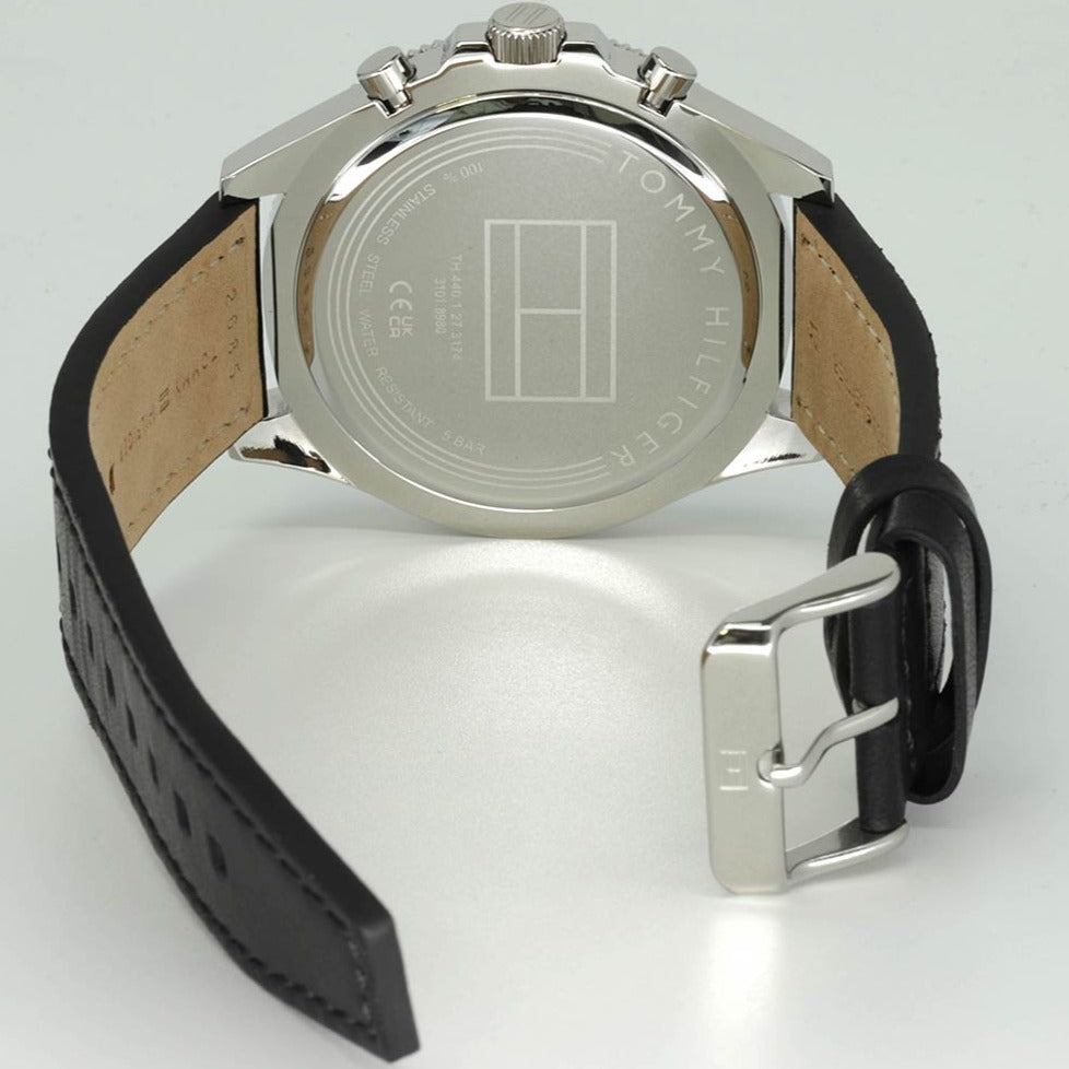  Shop Authentic Tommy Hilfiger Larson Chronograph Black Dial Black Leather Strap Watch For Men - 1791984 - Luxxuri
