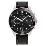  Shop Authentic Tommy Hilfiger Larson Chronograph Black Dial Black Leather Strap Watch For Men - 1791984 - Luxxuri