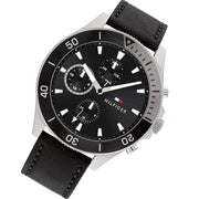  Shop Authentic Tommy Hilfiger Larson Chronograph Black Dial Black Leather Strap Watch For Men - 1791984 - Luxxuri