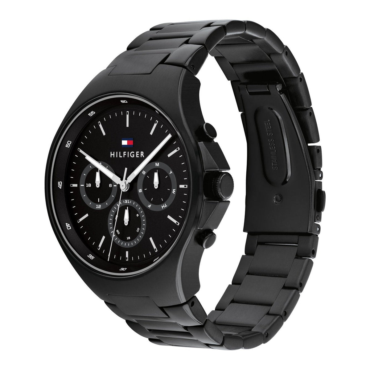  Shop Authentic Tommy Hilfiger Justin Chronograph Black Dial Black Steel Strap Watch For Men - 1792055 - Luxxuri