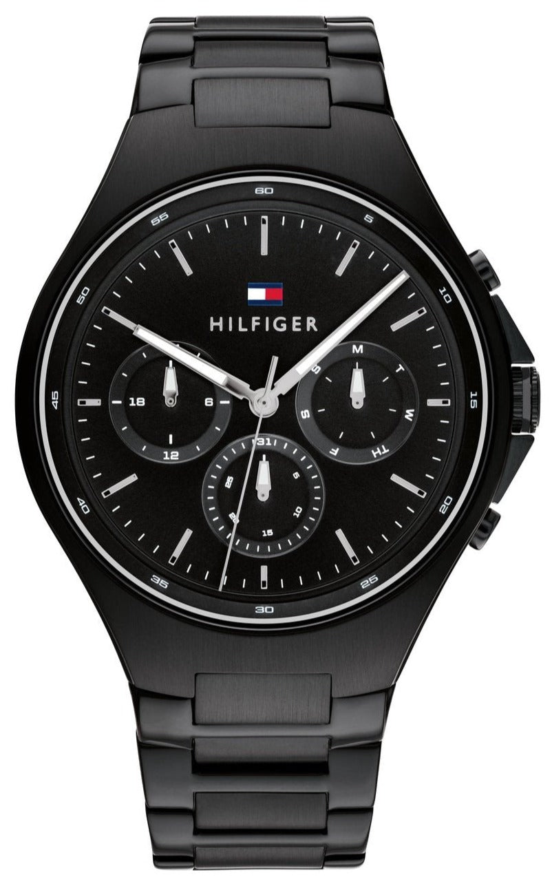  Shop Authentic Tommy Hilfiger Justin Chronograph Black Dial Black Steel Strap Watch For Men - 1792055 - Luxxuri