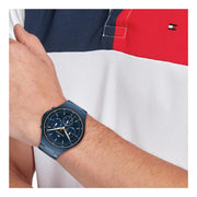  Shop Authentic Tommy Hilfiger Justin Chronograph Blue Dial Blue Steel Strap Watch For Men - 1792058 - Luxxuri