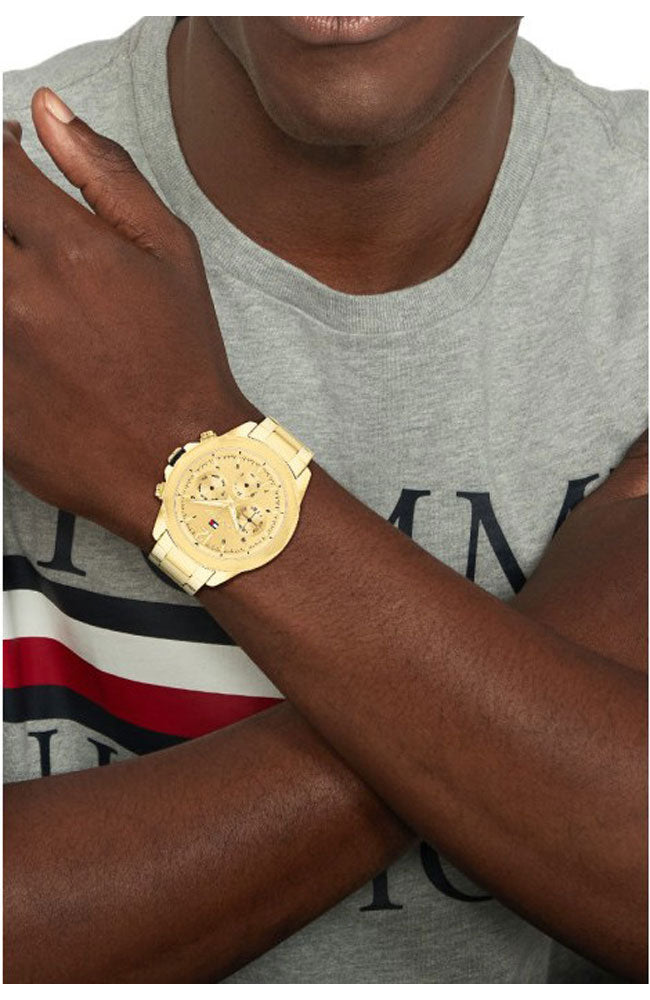  Shop Authentic Tommy Hilfiger Lars Chronograph Gold Dial Gold Steel Strap Watch For Men - 1792060 - Luxxuri