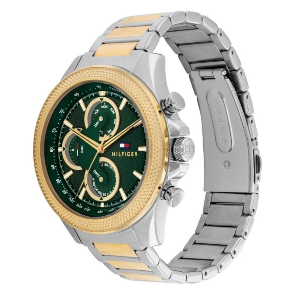  Shop Authentic Tommy Hilfiger Clark Chronograph Blue Dial Two Tone Steel Strap Watch For Men - 1792079 - Luxxuri