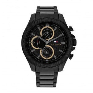  Shop Authentic Tommy Hilfiger Clark Chronograph Black Dial Black Steel Strap Watch For Men - 1792081 - Luxxuri