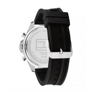  Shop Authentic Tommy Hilfiger Clark Chronograph Black Dial Black Rubber Strap Watch For Men - 1792082 - Luxxuri