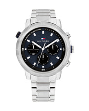  Shop Authentic Tommy Hilfiger Troy Chronograph Blue Dial Silver Steel Strap Watch For Men - 1792104 - Luxxuri