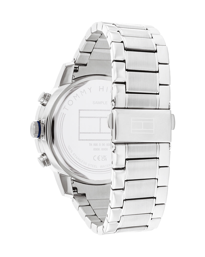  Shop Authentic Tommy Hilfiger Troy Chronograph Blue Dial Silver Steel Strap Watch For Men - 1792104 - Luxxuri