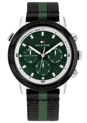  Shop Authentic Tommy Hilfiger Troy Chronograph Green Dial Two Tone Nylon Strap Watch For Men - 1792107 - Luxxuri