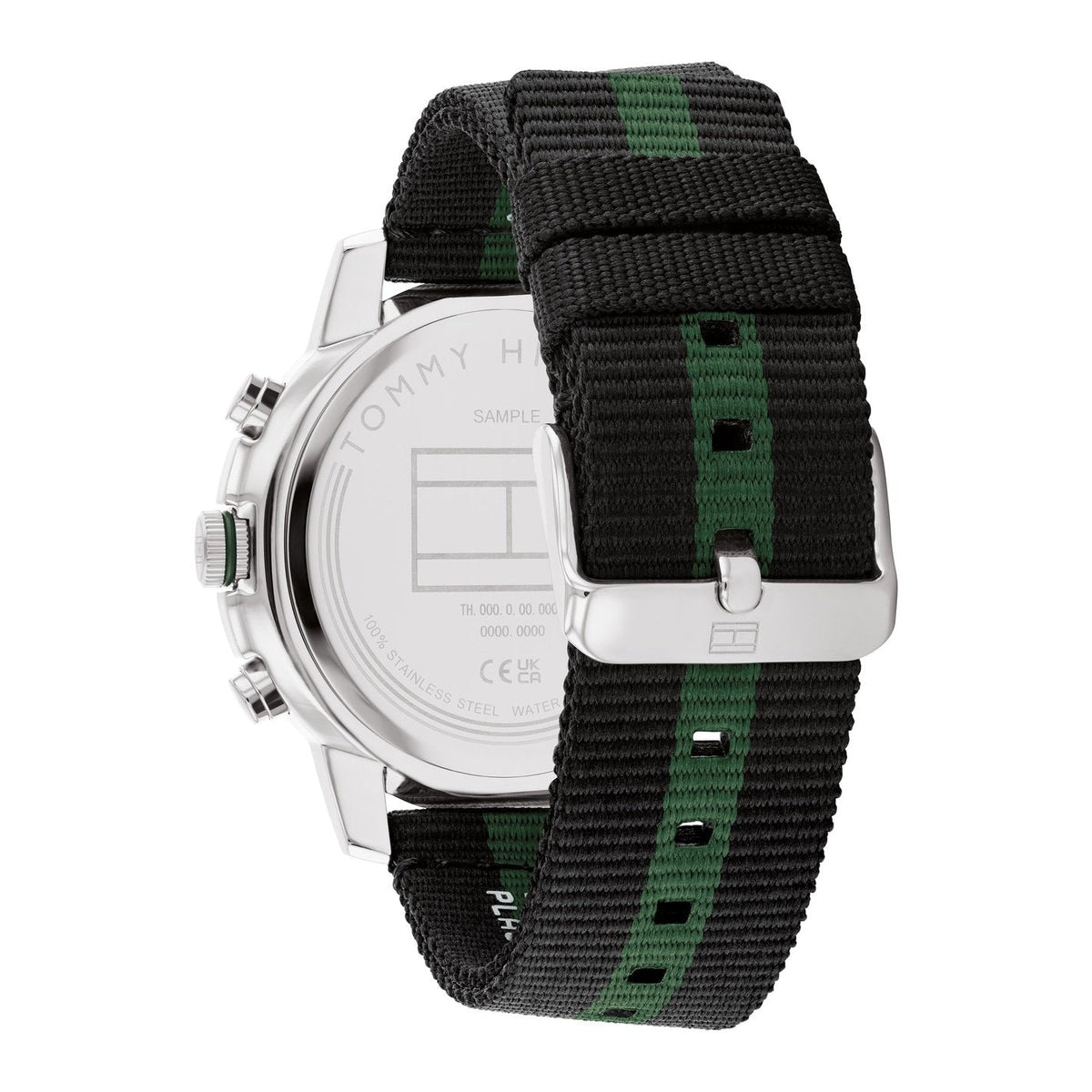  Shop Authentic Tommy Hilfiger Troy Chronograph Green Dial Two Tone Nylon Strap Watch For Men - 1792107 - Luxxuri