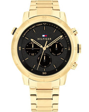  Shop Authentic Tommy Hilfiger Troy Chronograph Black Dial Gold Steel Strap Watch For Men - 1792109 - Luxxuri