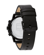  Shop Authentic Tommy Hilfiger Troy Chronograph Black Dial Black Leather Strap Watch For Men - 1792110 - Luxxuri