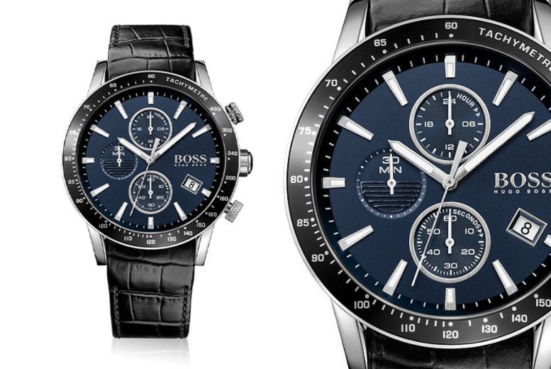  Shop Authentic Hugo Boss Rafale Chronograph Quartz Blue Dial Black Leather Strap Watch For Men - HB1513391 - Luxxuri