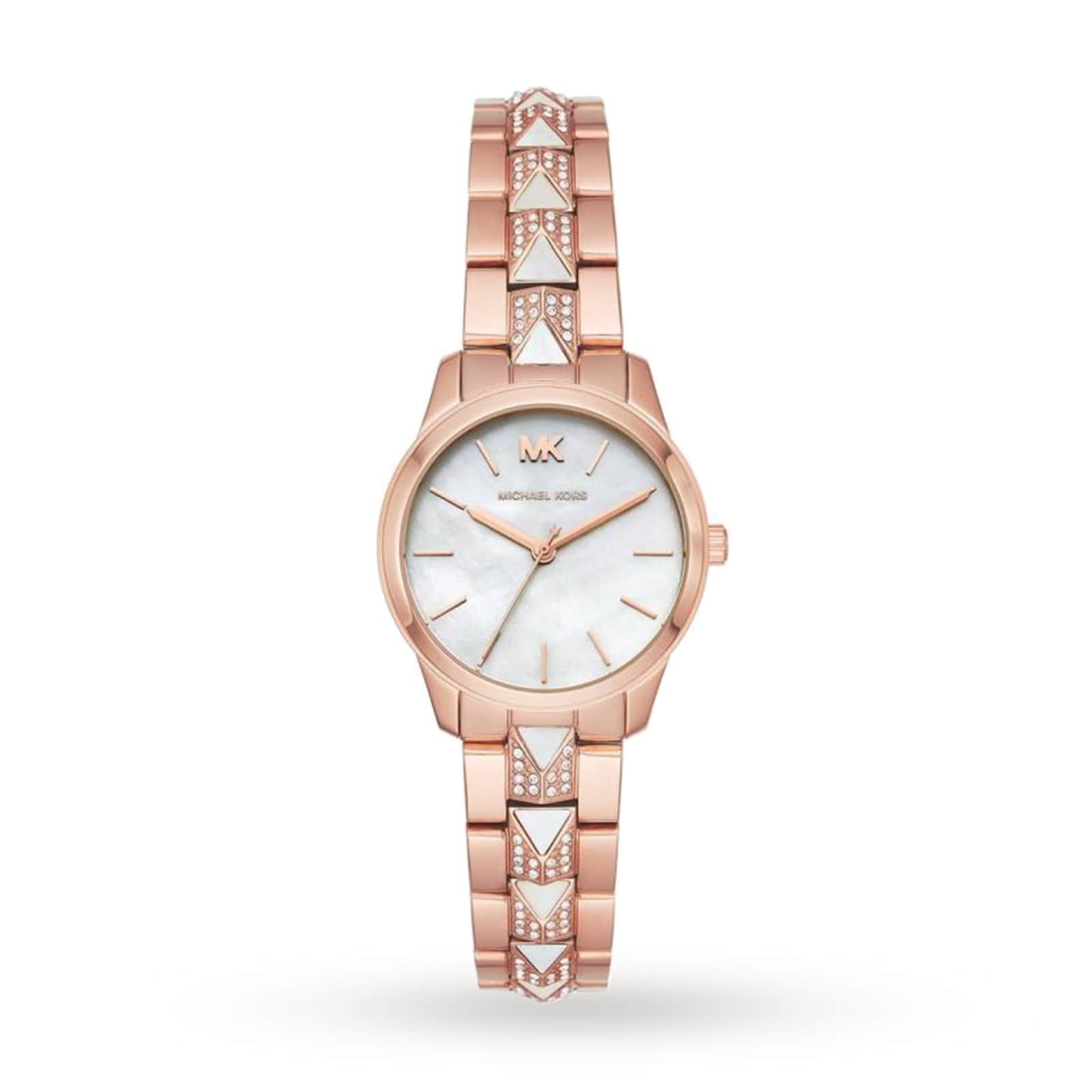  Shop Authentic Michael Kors Runway Mercer Mother of Pearl White Dial Two Tone Steel Strap Watch For Women - MK6674 - Luxxuri