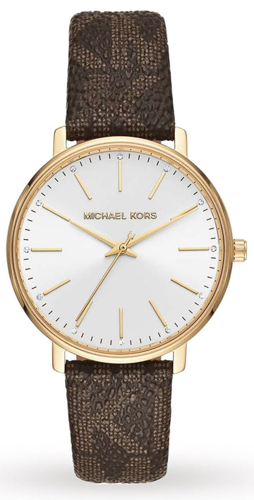  Shop Authentic Michael Kors Pyper Quartz Silver Dial Brown Leather Strap Watch For Women - MK2857 - Luxxuri