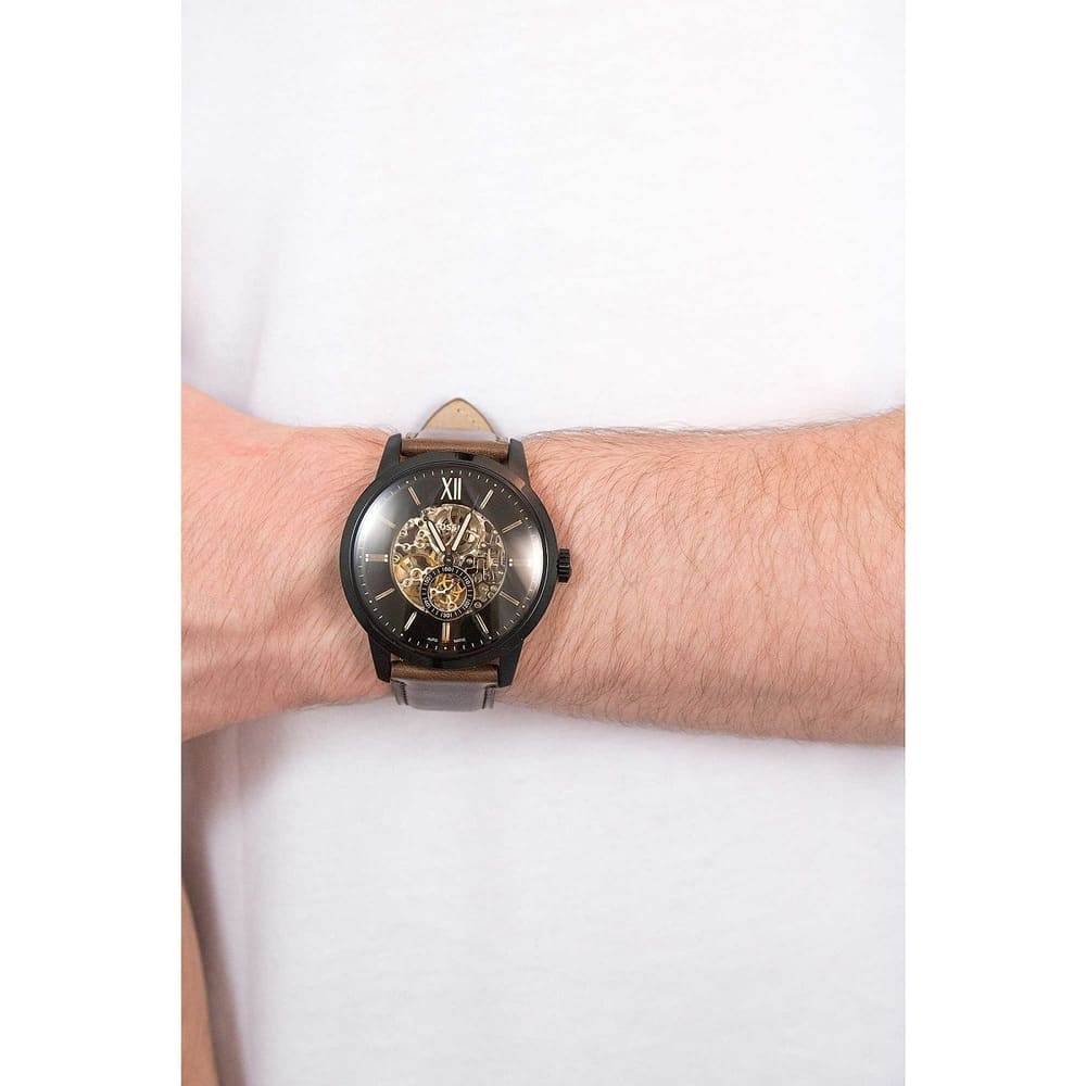  Shop Authentic Fossil Townsman Automatic Black Dial Brown Leather Strap Watch for Men - ME3155 - Luxxuri
