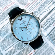  Shop Authentic Emporio Armani Chronograph Blue Dial Blue Leather Strap Watch For Men - AR1889 - Luxxuri