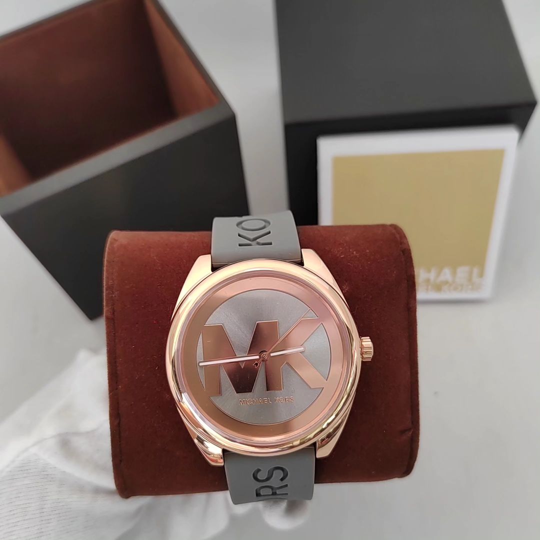  Shop Authentic Michael Kors Janelle Three Hand Grey Dial Grey Rubber Strap Watch For Women - MK7314 - Luxxuri