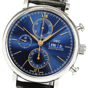  Shop Authentic IWC Portofino Chronograph Blue Dial Black Leather Strap Watch for Men - IW391036 - Luxxuri