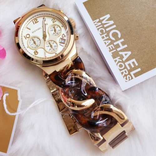  Shop Authentic Michael Kors Runway Gold Dial Two Tone Steel Strap Watch for Women - MK4222 - Luxxuri