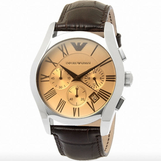 Shop Authentic Emporio Armani Valente Chronograph Amber Dial Brown Leather Strap Watch For Men - AR1634 - Luxxuri