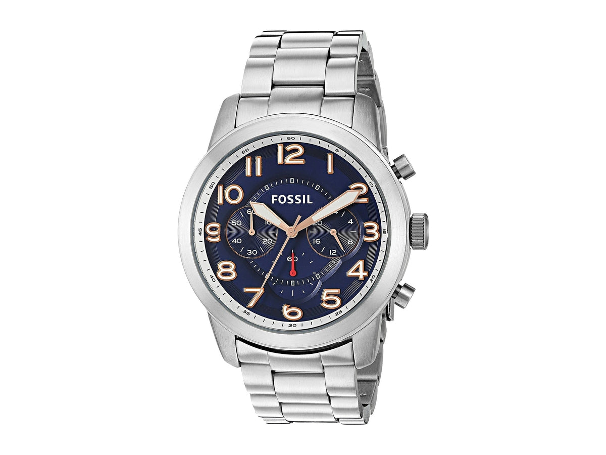  Shop Authentic Fossil Pilot 54 Chronograph Navy Blue Dial Silver Steel Strap Watch for Men - FS5203 - Luxxuri