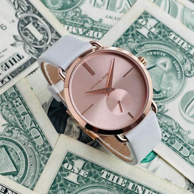  Shop Authentic Michael Kors Portia Rose Gold Dial White Leather Strap Watch For Women - MK2660 - Luxxuri