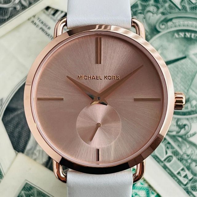  Shop Authentic Michael Kors Portia Rose Gold Dial White Leather Strap Watch For Women - MK2660 - Luxxuri