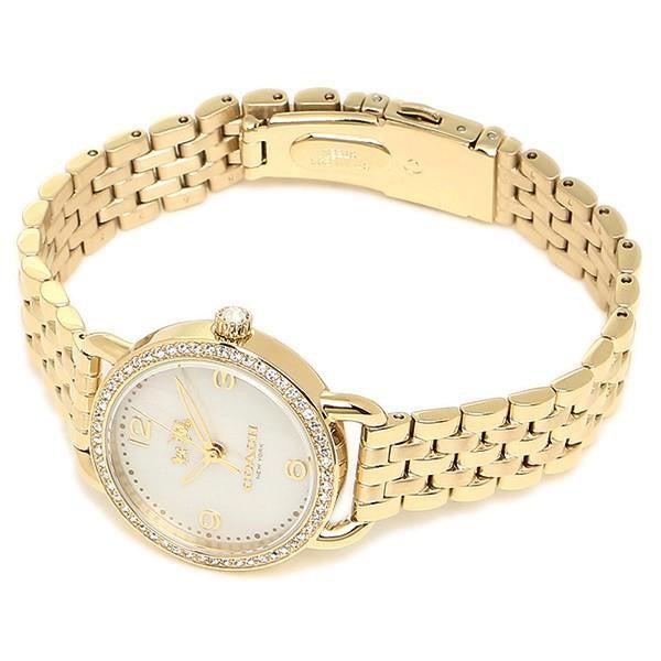 Coach Delancey Mother of Pearl Dial Gold Steel Strap Watch for Women - 14502478